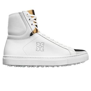 G/FORE Women\'s High Top Disruptor Golf Shoes 1116785-White/Gold  Size 9 M, white/gold