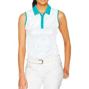 adidas Dot Print Sleeveless Polo 1124331-Aqua  Size lg, aqua