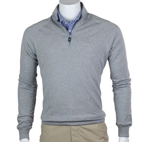 Fairway & Greene Old School Quarter Zip 1134059-Light Gray Heather  Size lg, light gray heather