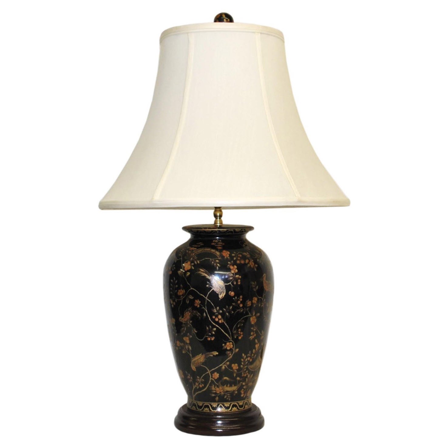 Black Pagoda Round Porcelain Table Lamp