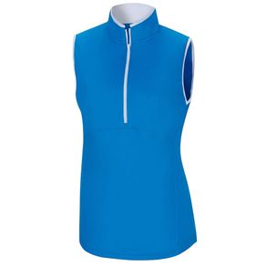 FootJoy Women\'s Interlock Sleeveless Half-Zip Mock 1504548-Blue/White  Size sm, blue/white