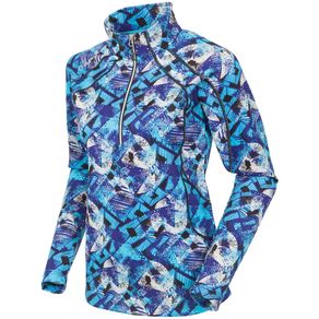 Sunice Women\'s Megan Lightweight Thermal Stretch Pullover 1509266-Violet Blue Flash Print  Size lg, violet blue flash print