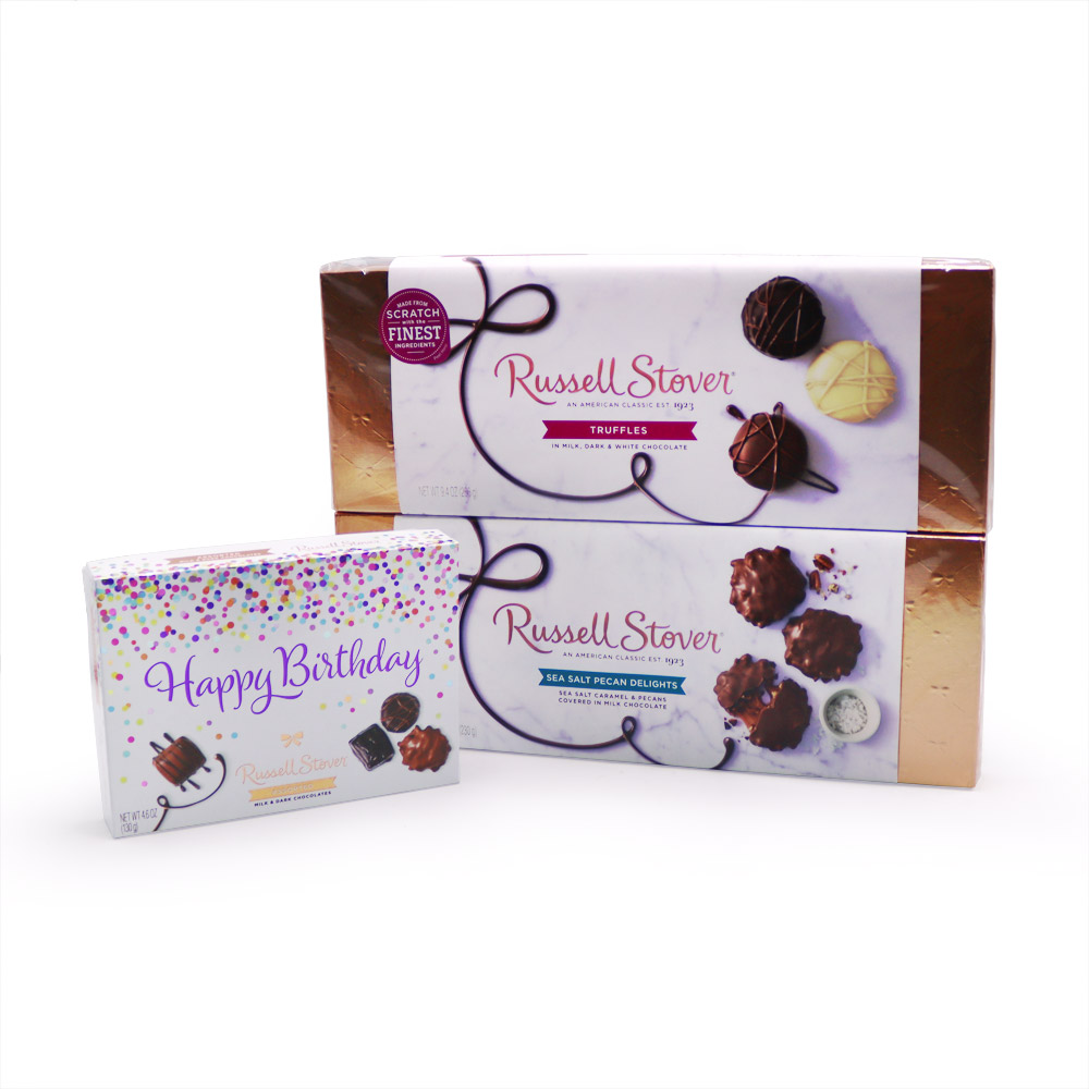 happy birthday gift set | chocolates | by russell stover