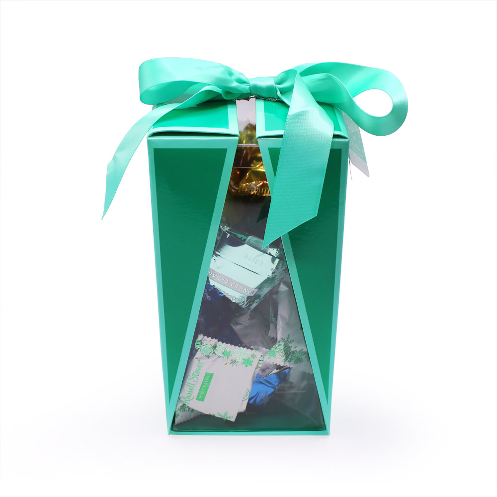 holiday bow gift box - green, 16.3 oz. | chocolates | by russellstover