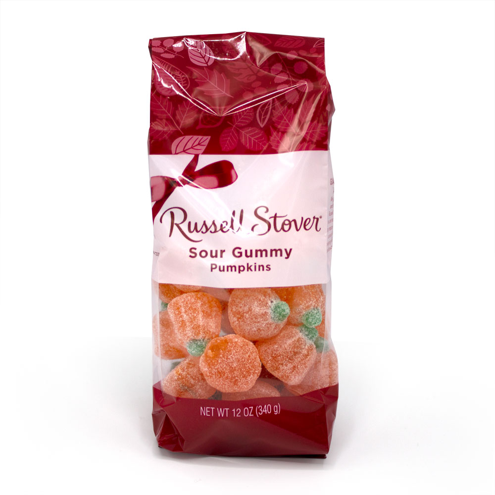 sour gummy pumpkins, 12 oz. bag | candies | chocolates | by russell stover