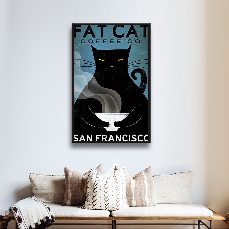 ArtWall Ryan Fowler's Cat Coffee, Gallery Wrapped Floater-framed Canvas