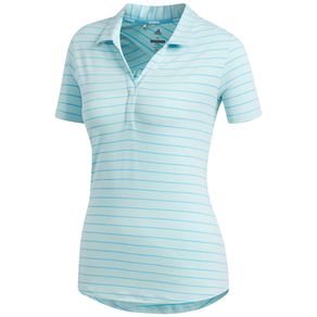 adidas Women\'s Heathered Stripe Polo 2011120-Bright Cyan  Size md, bright cyan