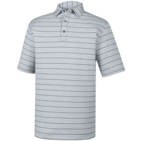 FootJoy Men\'s Lisle Double Pinstripe Polo 2036051-Heather Gray/Navy  Size xl, heather gray/navy