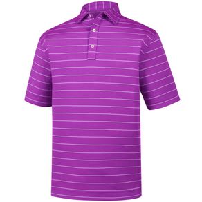 FootJoy Men\'s Lisle Double Pinstripe Polo 2036063-Violet/White  Size xl, violet/white