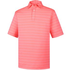 FootJoy Men\'s Lisle Double Pinstripe Polo 2036069-Watermelon/White  Size 2xl, watermelon/white