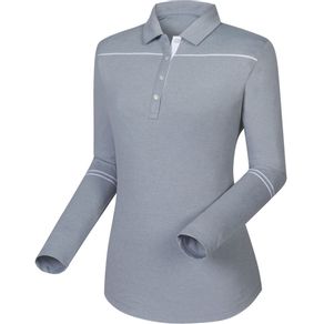 FootJoy Women\'s Sun Protection Long Sleeve Polo 2036332-Heather Gray/White  Size md, heather gray/white