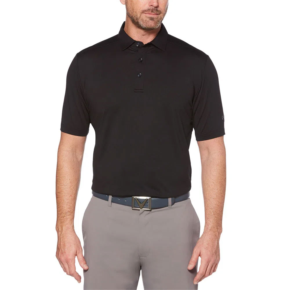 Callaway Men\'s Cooling Micro Hex Solid Polo  Size 3XL, Asphalt