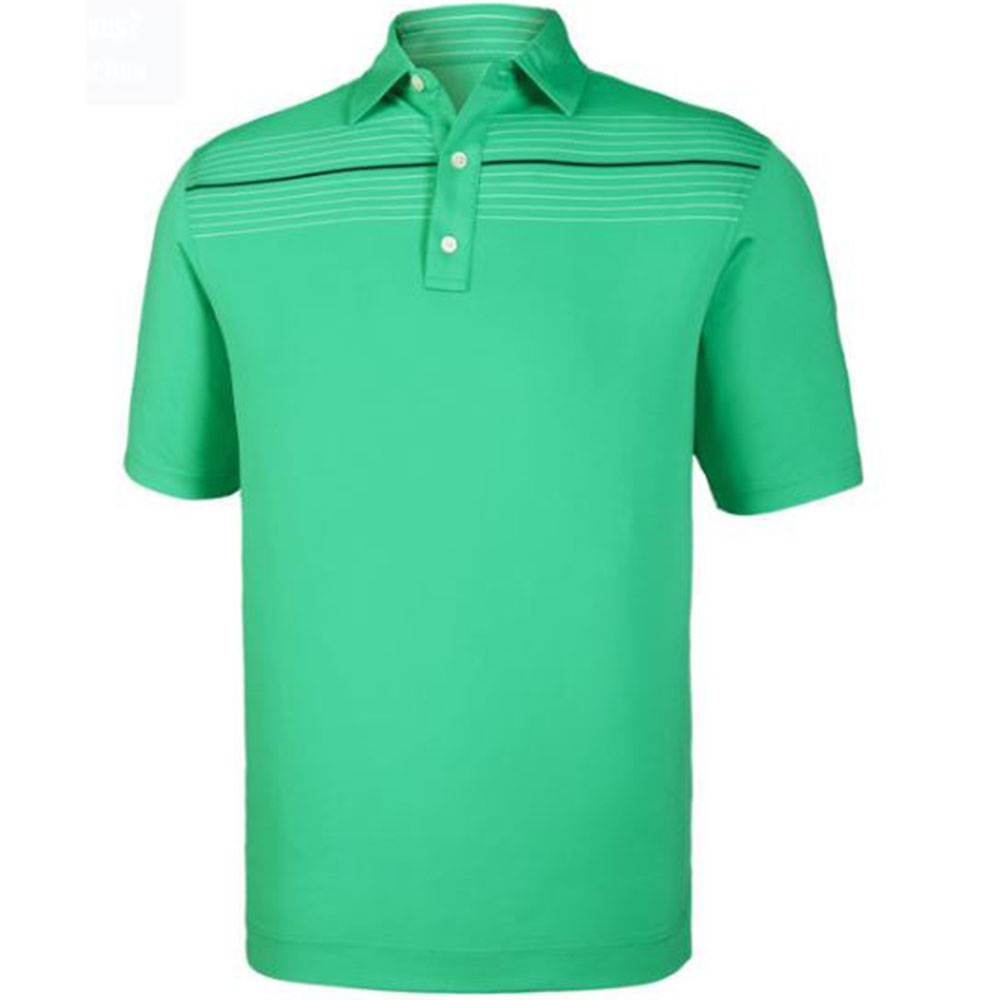 FootJoy Men\'s Lisle Chest Pinstripe Polo  Size 2XL, Spearmint