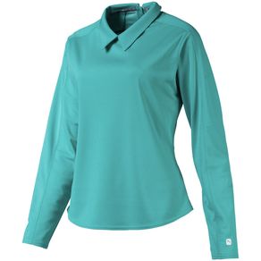 Puma Women\'s Long Sleeve Pique Polo 2077860-Blue Turquoise  Size xs, blue turquoise