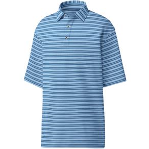 FootJoy Men\'s Athletic Fit Lisle Pinstripe Self Collar Polo 2102750-Sky/Navy/White  Size lg, sky/navy/white