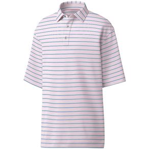 FootJoy Men\'s Athletic Fit Lisle Pinstripe Self Collar Polo 2102863-White/Pink/Ultramarine  Size xl, white/pink/ultramarine