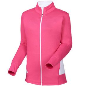 FootJoy Women\'s Full-Zip Mid Layer 2103601-Pink/White  Size lg, pink/white