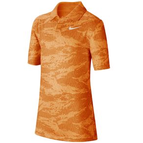 Nike Juniors\' Dri-Fit Boys Printed Golf Polo 2113164-Total Orange/White  Size sm, total orange/white