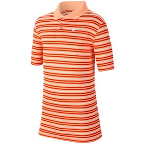 Nike Juniors\' Dri-Fit Victory Boys Striped Golf Polo 2113202-Orange Pulse/Team Orange/White  Size md, orange pulse/team orange/white