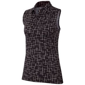 Nike Women\'s Dri-Fit Sleeveless Printed Golf Polo 2113927-Black/Black  Size xs, black/black