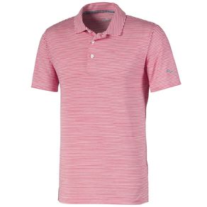 Puma Men\'s Cloudspun Caddie Stripe Polo 2116195-Barbados Cherry Heather  Size lg, barbados cherry heather