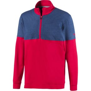 Puma Men\'s Cloudspun Warm Up 1/4-Zip Pullover 2118125-Barbados Cherry/Dark Denim  Size sm, barbados cherry/dark denim