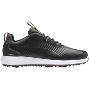 Puma Men\'s Ignite PWRADAPT Leather 2.0 Golf Shoes 2120103-Puma Black/Puma Black  Size 8 M, puma black/puma black