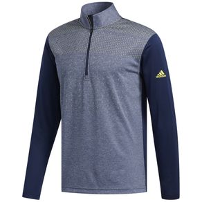 adidas Men\'s Lightweight Half Zip UPF Pullover 2124541-Collegiate Navy Melange/Collegiate Navy/Shock Yellow  Size md, collegiate navy melange/collegia