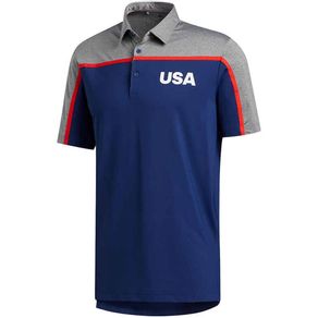 adidas Men\'s USA Golf Polo 2125334-Dark Blue/Gray Four Melange  Size xl, dark blue/gray four melange