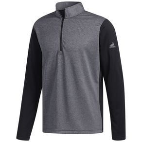 adidas Men\'s Lightweight Half Zip UPF Pullover 2125545-Black Heather/Black  Size sm, black heather/black