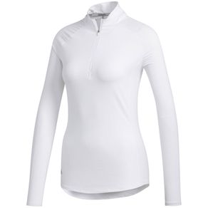 adidas Women\'s Solid UV Long Sleeve Polo 2126820-White  Size xs, white