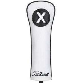 Titleist Leather  Size hybrid Headcover 2133712-White/Black  Size hybrid, white/black