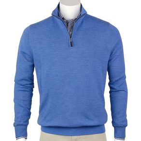 Fairway & Greene Men\'s Baruffa Merino 1/4 Zip Sweater 2133898-Heather Blue  Size 2xl, heather blue