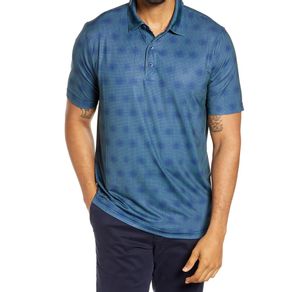 Cutter & Buck Men\'s Pike Geo Grid Polo 2134143-Indigo  Size lg, indigo