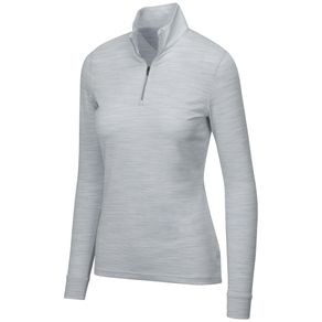 Greg Norman Women\'s Heathered Mesh 1/4 Zip Stretch Long Sleeve Mock 2136834-Shark Gray Heather  Size xs, shark gray heather