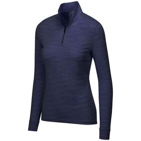 Greg Norman Women\'s Heathered Mesh 1/4 Zip Stretch Long Sleeve Mock 2136841-Navy Heather  Size sm, navy heather