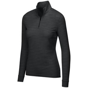 Greg Norman Women\'s Heathered Mesh 1/4 Zip Stretch Long Sleeve Mock 2136847-Black Heather  Size sm, black heather