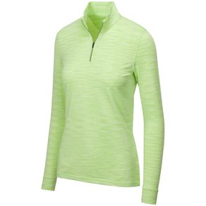 Greg Norman Women\'s Heathered Mesh 1/4 Zip Stretch Long Sleeve Mock 2136853-Lime Green Heather  Size sm, lime green heather