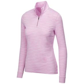 Greg Norman Women\'s Heathered Mesh 1/4 Zip Stretch Long Sleeve Mock 2136868-Bloom Heather  Size xl, bloom heather