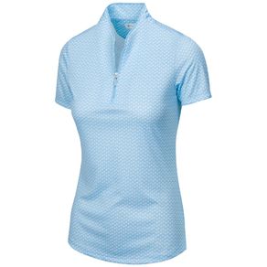 Greg Norman Women\'s ML75 2Below Palm Tree Foulard Zip Polo 2136918-Bliss Blue  Size xs, bliss blue