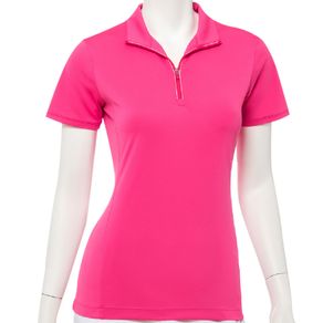 EP Pro Women\'s Contrast Trim Convertible Collar Polo 2146092-Fruit Punch  Size sm, fruit punch