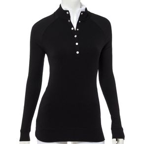 EP Pro Women\'s Rib Trim Snap Placket Pullover 2146239-Black  Size xl, black