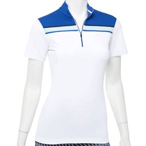 Ep Pro Women\'s Contrast Zip Mock Polo 2146865-White Multi  Size md, white multi