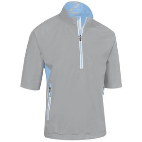 Zero Restriction Men\'s Power Torque 1/4 Zip Short Sleeve Pullover 2150453-Metallic Silver/Atlantic Blue  Size md, Metallic Silver/Atlantic Blue