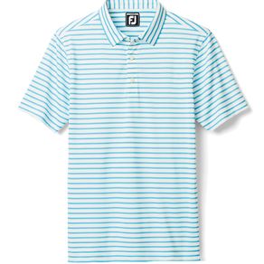 FootJoy Junior\'s Striped Pique Self Collar Polo 2156033-White/Light Blue  Size sm, white/light blue