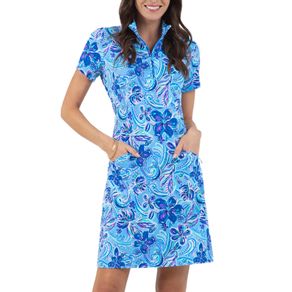 Ibkul Women\'s Allie Print Short Sleeve Mock Dress 2159928-Peri  Size sm, peri