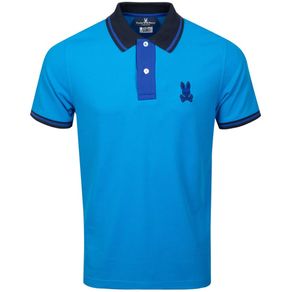 Psycho Bunny Men\'s Morland Contrast Placket Polo 2160826-Atlantic Blue  Size 2xl, atlantic blue