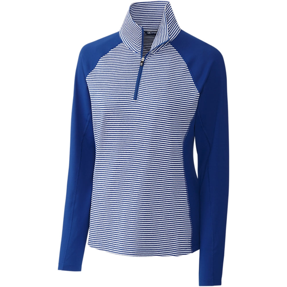 Cutter & Buck Women\'s Forge Tonal Stripe Half-Zip  Size XS, Tour Blue