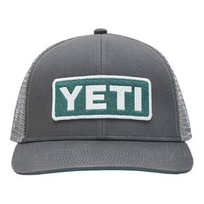 YETI Mid-Pro Logo Badge Trucker Hat 2161805-Dark Gray/Aqua Blue  Size one size fits most, dark gray/aqua blue