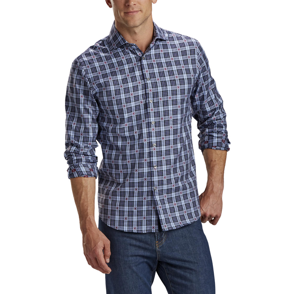 Bobby Jones Men\'s R18 Twill Coupe Plaid Button Down  Size SM, Blue